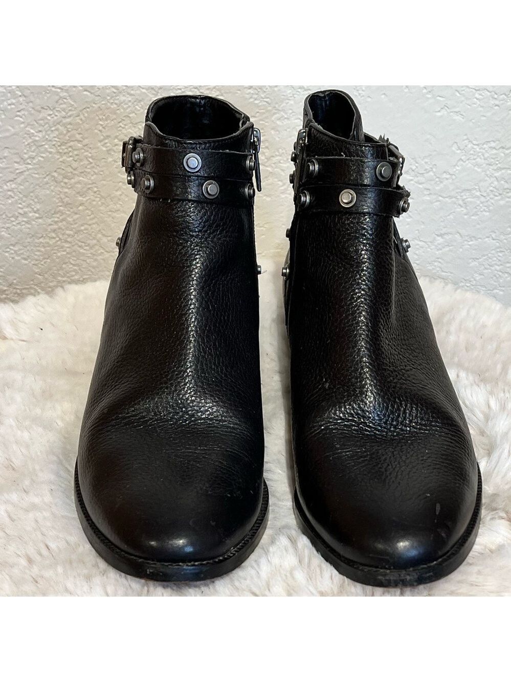 Halogen studded black leather ankle boots bootie 8